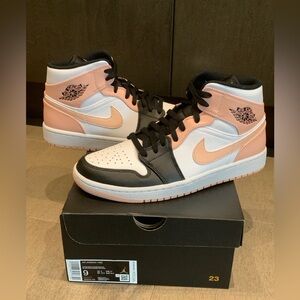 New Air Jordan 1 Mid Arctic Orange Black Toe - Men’s Size 9 (554724-133)